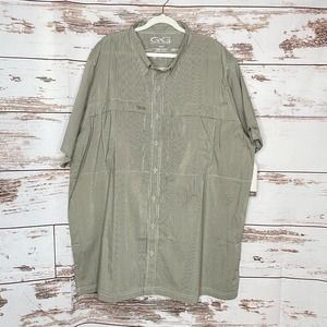 GameGuard Outdoors 3XL Mens Olive Check Vented Microfiber Button Up Shirt